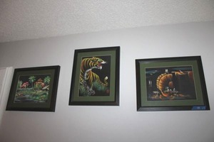 lot 49 image: Set of 3 framed Asian themed wall art