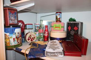 lot 70 image: Decorative tins, Coca Cola bottles, and I love Houston mug