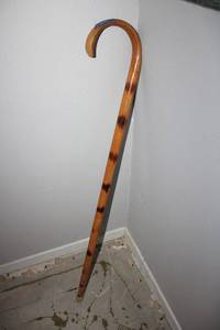 lot 85 image: Bamboo walking cane with flattened handle