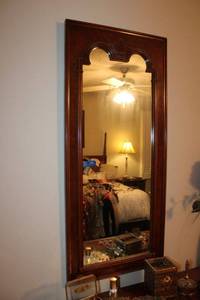 lot 94 image: Solid wood wall mirror - 22x49