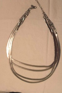 lot 114 image: Jewelry 4 strand herringbone silver necklace (didnt find any markings)
