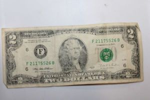 lot 149 image: US currency-- Two dollar bill as shown