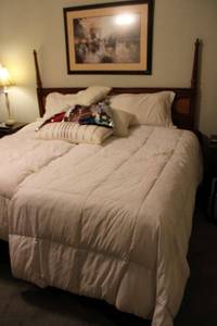 lot 126 image: King size lift bed with cane style headboard - left side foot didnt rise, see photos. Could be wiring fix Bedding and mattresses also available.