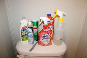 lot 161 image: Bathroom cleaners, TP and TP holder