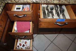 lot 215 image: Flatware set and kitchen hand towels
