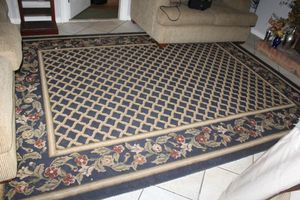 lot 254 image: Navy colored area rug - Approx. 8x10