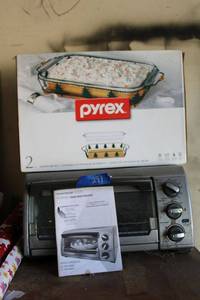 lot 291 image: Toaster oven and unopened Pyrex dishes