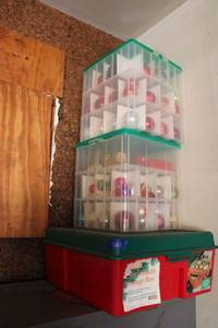 lot 301 image: Christmas ornaments with storage containers