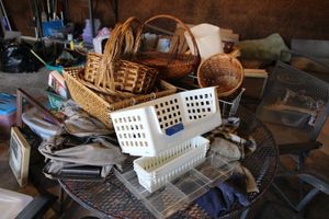 lot 305 image: Misc. storage bins and wicker baskets