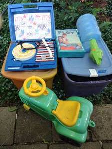 lot 320 image: Vintage kids toys and preschool scooter