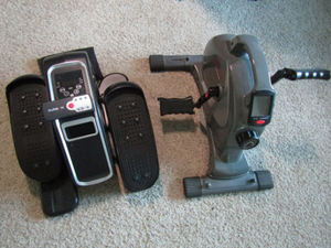 lot 334 image: Sunny health & fitness low profile cycle and Cursor eliptical cycle