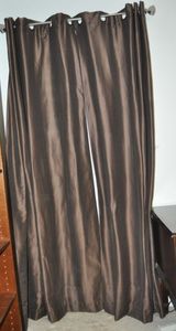 lot 96 image: Four Panels of Long Brown Curtains