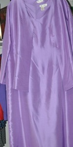 lot 116 image: Clothes Size 16 Long Formal Purple Dress (Tags still attached) and Black Pant Set