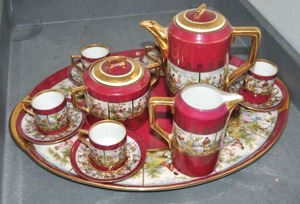 lot 29 image: Vintage Limoge Parcival made in Czechoslovakia porcelain matching 6pc Tea Set