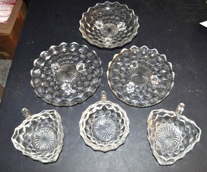 lot 45 image: Fostoria Triangle Fruit bowl with Handles (2) 5 across