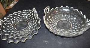 lot 46 image: Fostoria Curved Serving Tray with Handles, Fostoria Dish with Handles 8 across