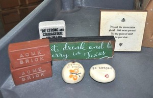 lot 56 image: Acme Brick Paperweights, Painted Rocks and Plaques
