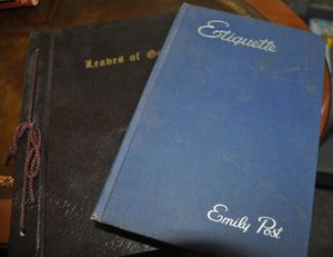 lot 63 image: Vintage Etiquette by Emily Post and Leaves of Gold Book