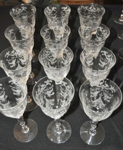 lot 79 image: Tiffin Byzantine Twelve Stemware, Crystal Etched