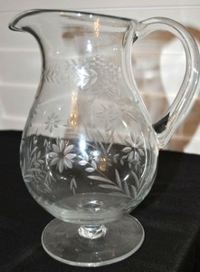 lot 83 image: Crystal Etched Pitcher