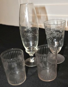 lot 84 image: Crystal Etched Vase and Glasses