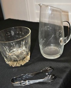lot 85 image: Crystal Etched Pitcher and Ice Bucket