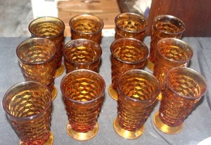 lot 88 image: Twelve Vintage Amber Fostoria Glasses