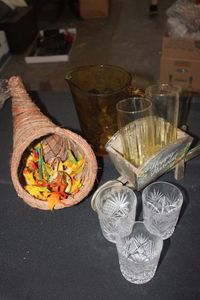 lot 157 image: Three Glasses and Fall Decorations
