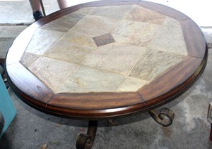 lot 174 image: Coffee Table made of Iron, Wood and Tile, Matches lot 170