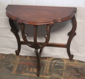 lot 21 image: Vintage Edwardian style Half Moon walnut wood Console Table Approx 22x23x12