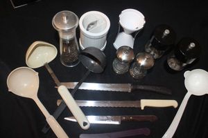 lot 210 image: Cooking Utensils and Salt and Pepper Shakers