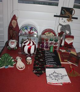 lot 221 image: Christmas Decor Including Ceramic Covered Dish