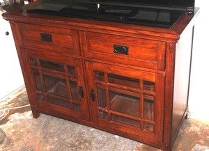 lot 299 image: Ashley Brand Oak wood Media Center Contents Not Included
