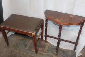 lot 309 image: Vintage Telephone Table and Bench Seat