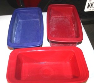 lot 336 image: Fiestaware Bread pan and Two Silicone Bread Pans