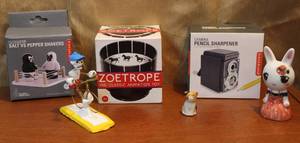 lot 61 image: Pencil sharpener and salt and pepper shakers and random knickknacks