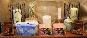 lot 74 image: Mixed candle lot and candle holders see photos