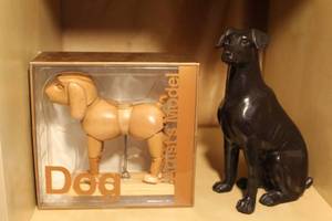 lot 88 image: Wood Dog artists model and brass dog