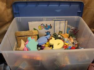 lot 156 image: Tote full of random toys
