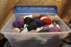 lot 193 image: Tote full of mixed yarns