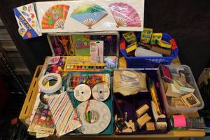 lot 334 image: Tote full of crafts like stamps stickers edge  cutters and much more see all pictures