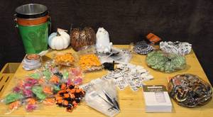 lot 346 image: Halloween party favors rubber frogs parachute men tombstone erasers bracelets and much more see photos