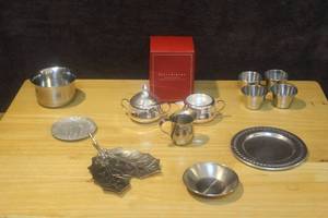 lot 373 image: Lot of small silver trays and more see pictures