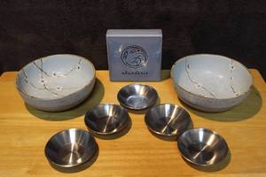 lot 414 image: 2 small little 188 sterling silver bowls and 3 silver and color and  Set -2 Sakura Japanese White UME CHERRY BLOSSOM Deep Ramen & Rice Bowls and more see pictures