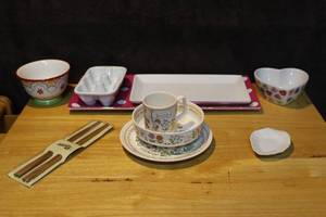 lot 415 image: Vintage Lenox Gentle Friends Sentiment Plate bowl and cup set and more see pictures