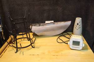 lot 437 image: Clay boat Sony alarm clock dream machineand more see pictures