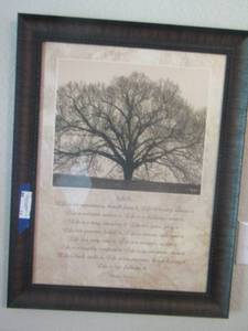 lot 13 image: Tree of life framed quote size unknown, see pics beautiful art piece