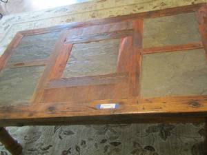 lot 28 image: Beautiful solid wood coffee table W  Tile insets 52 x 32 x 18H  in great condition