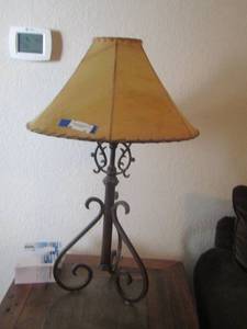 lot 16 image: Table Lamp metal with shade  32 HT  matches the floor lamp #19