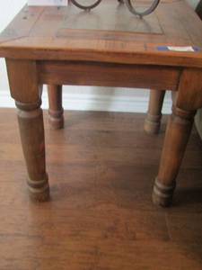lot 26 image: SIDE TABLE W TILE INSERT RUSTIC - 25H X  24 X 24